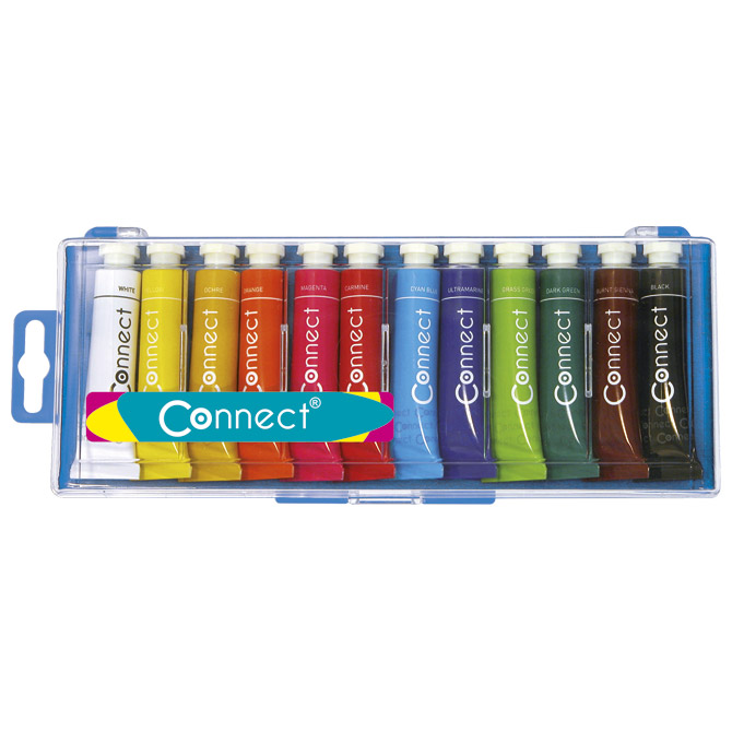 Boja tempera 12ml.aluminijska tuba 12boja/pvc Connect
