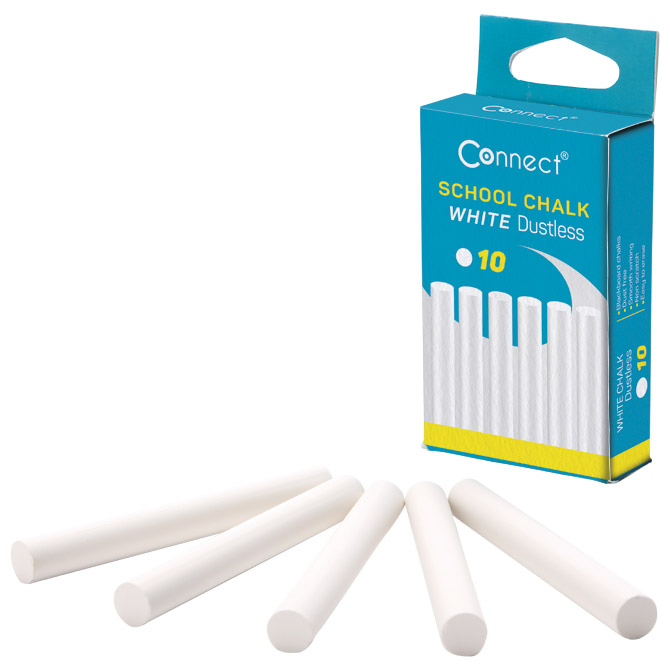 Kreda školska okrugla besprašna pk10 Connect bijela blister