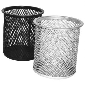 Čaša za olovke metalna žica okrugla Fornax srebrna