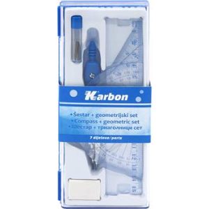 Šestar KARBON sa geometrijskim setom i gumicom