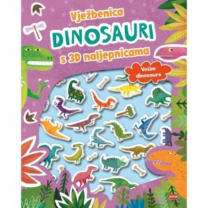 Vježbenica Dinosauri s 3D naljepnicama Lusio