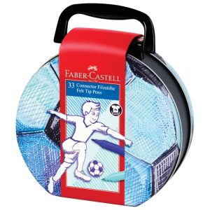 Flomaster školski 33boje u metalnoj kutiji Connector Soccer Faber-Castell