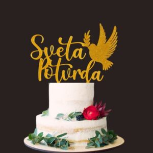 Toper Sveta potvrda s golubicom - zlatni + šljokice (golubica)