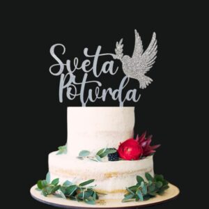 Toper Sveta potvrda s golubicom - srebrna + šljokice (golubica)