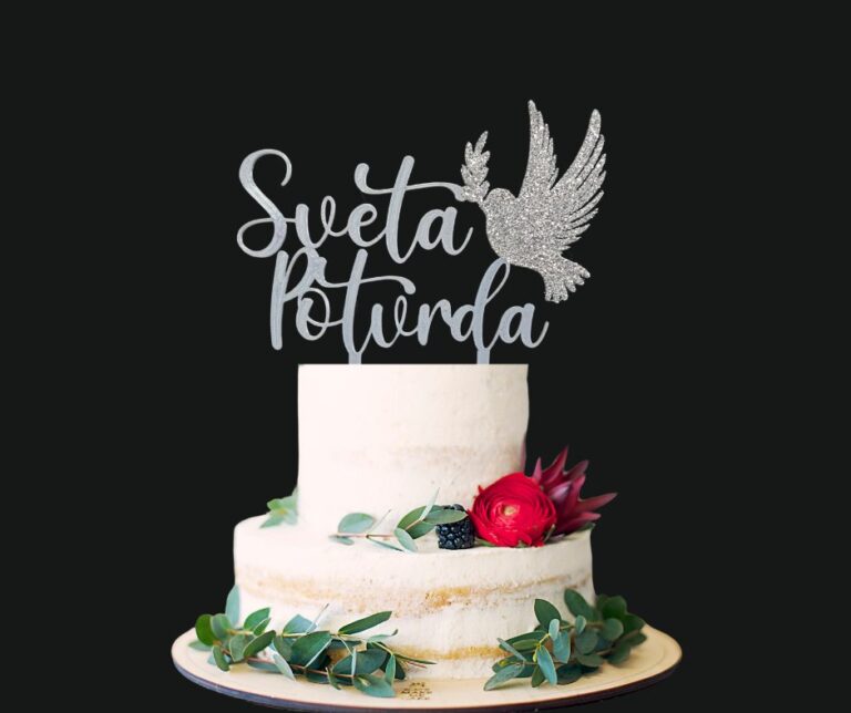 Toper Sveta potvrda s golubicom - srebrna + šljokice (golubica)