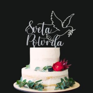 Toper Sveta potvrda s golubicom - srebrni + šljokice (golubica)