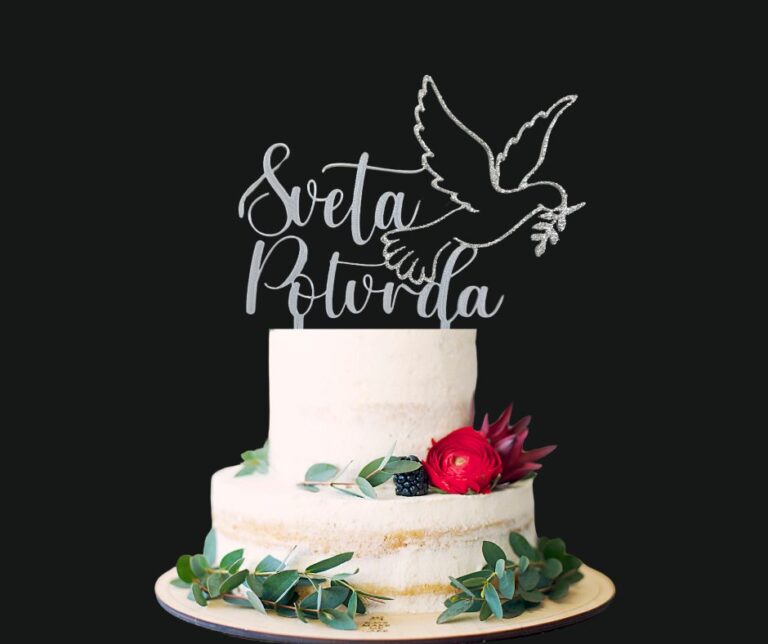 Toper Sveta potvrda s golubicom - srebrni + šljokice (golubica)