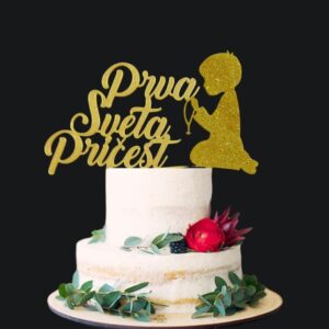 Toper Prva sveta pričest dječak - zlatni + šljokice (dječak)