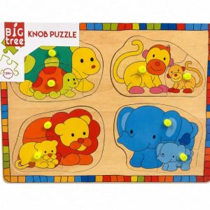 Puzzle drvene umetaljka, životinje i mladunčad